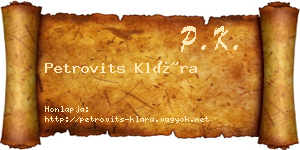 Petrovits Klára névjegykártya