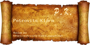 Petrovits Klára névjegykártya